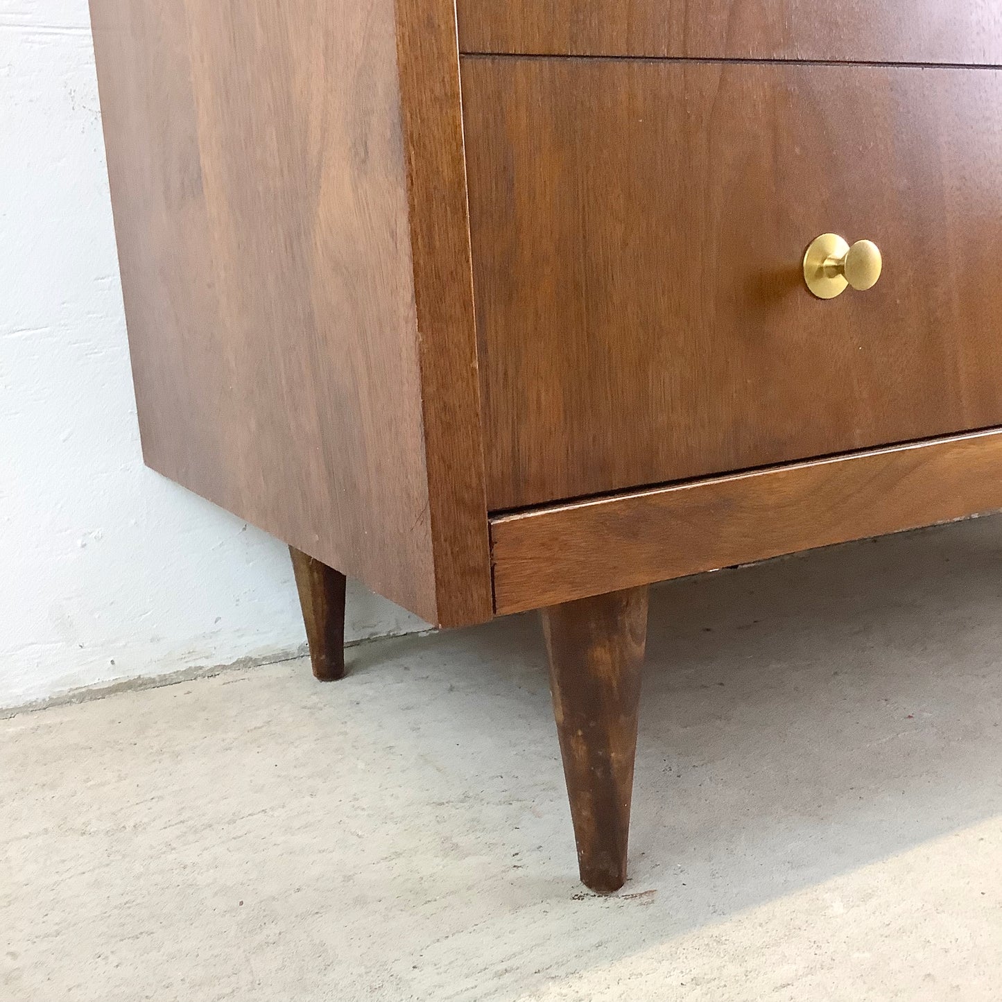 Mid-Century Walnut Highboy Dresser by Bassett Furniture