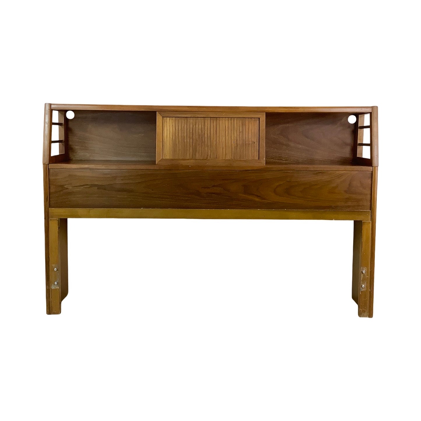 Full Size Mid-Century Walnut Storage Headboard
