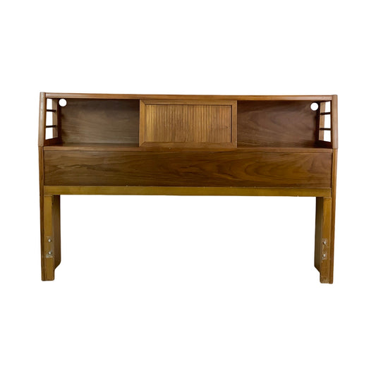 Full Size Mid-Century Walnut Storage Headboard