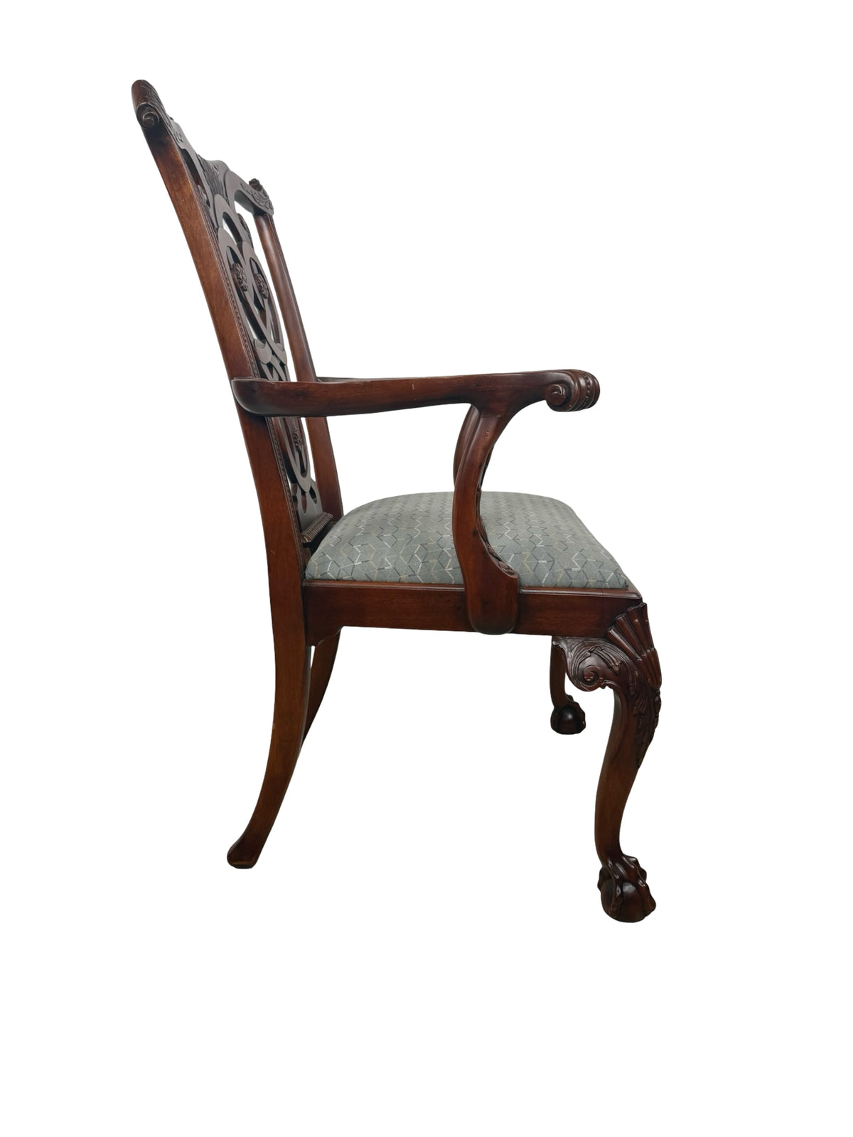 Vintage Maitland-Smith Chippendale Carved Armchair with Ball-and-Claw Feet