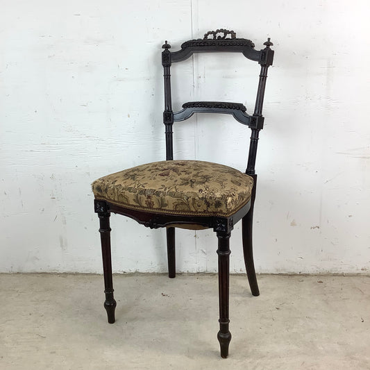 Graceful Napoleon III Style Side Chair with Floral Upholstery