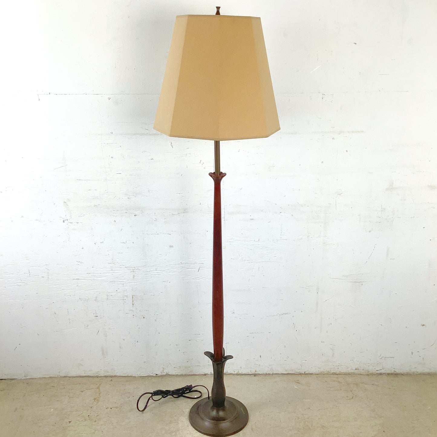  Vintage Mid-Century Modern Sculptural Walnut Floor Lamp in the Style of Laurel Lamp Company