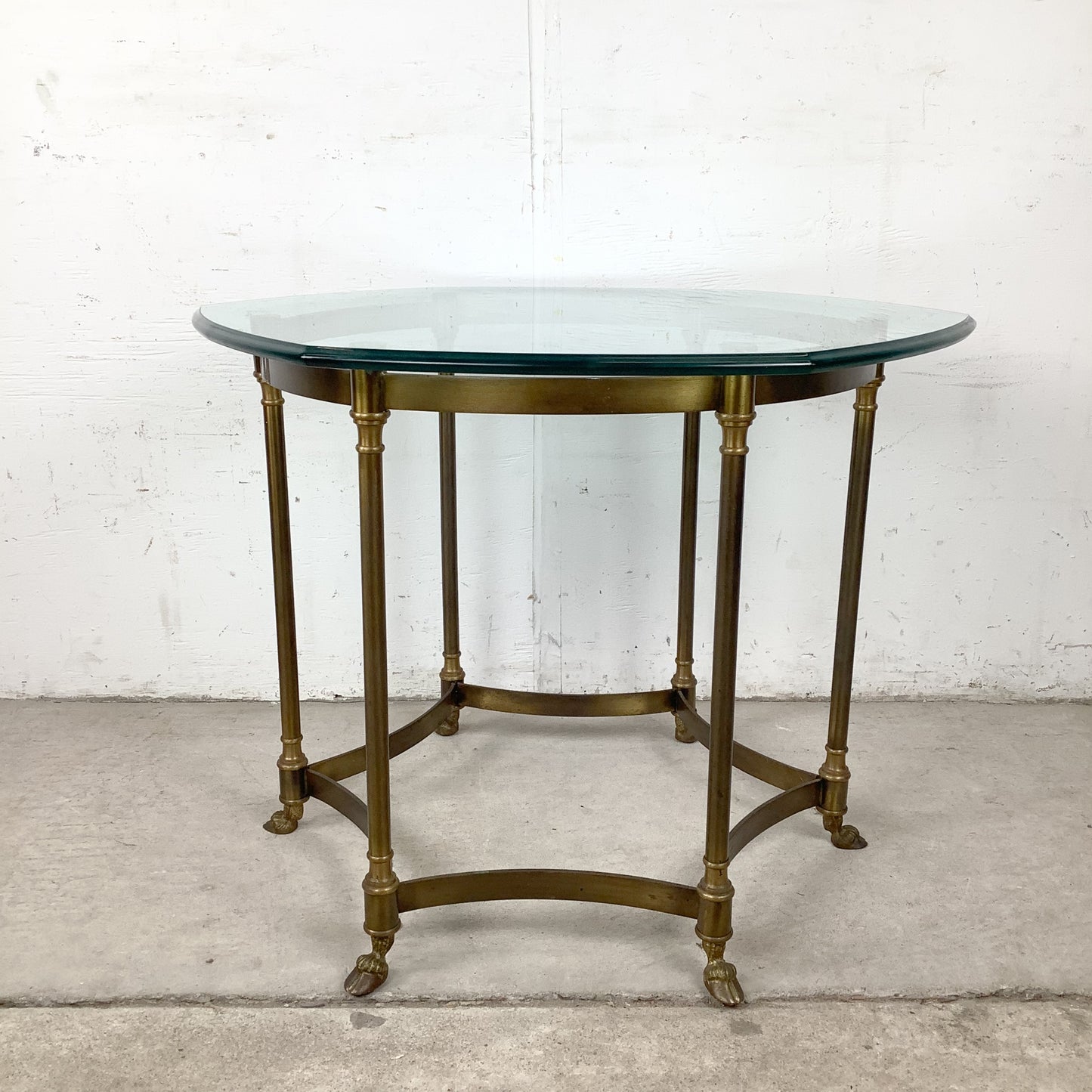 Vintage Brass & Octagonal Glass Accent Side Table in the Style of La Barge