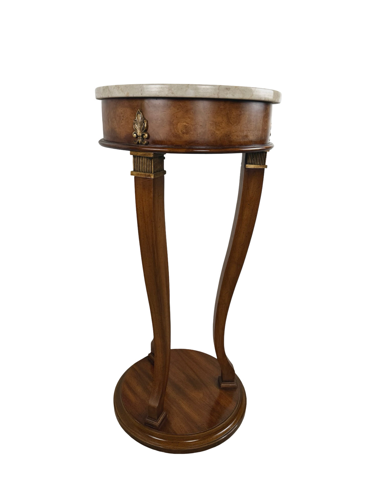 Vintage Neoclassical Italian Marble-Top Pedestal Side Table