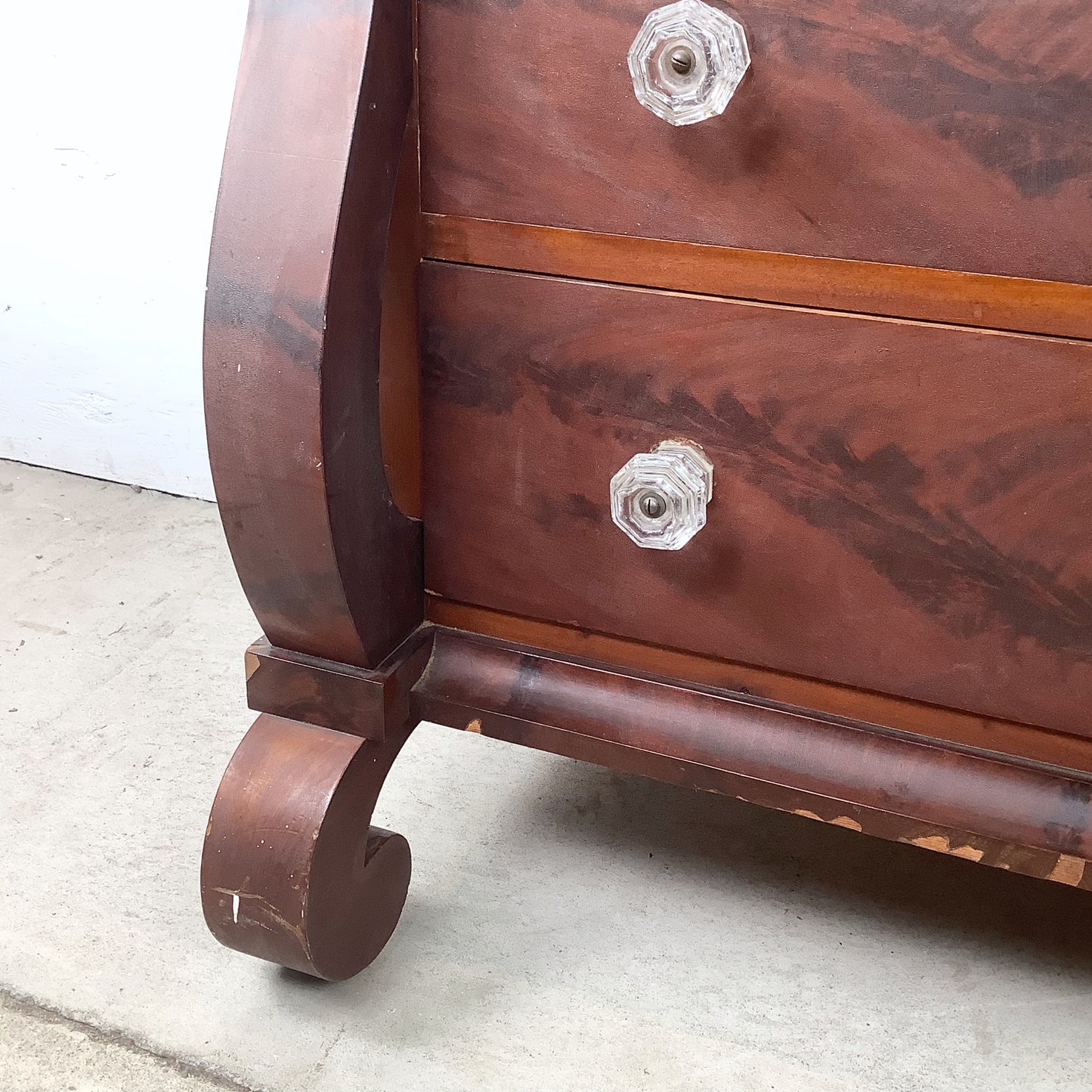 19th Century American Empire Flame Mahogany Four-Drawer Chest