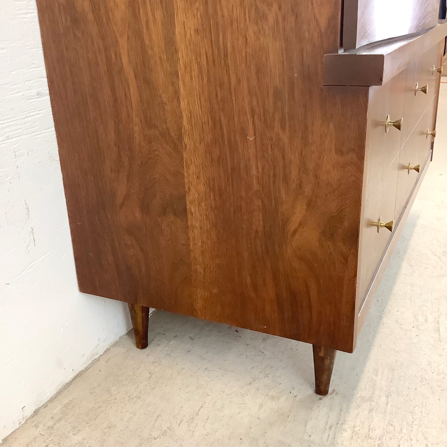 Mid-Century Walnut Highboy Dresser by Bassett Furniture