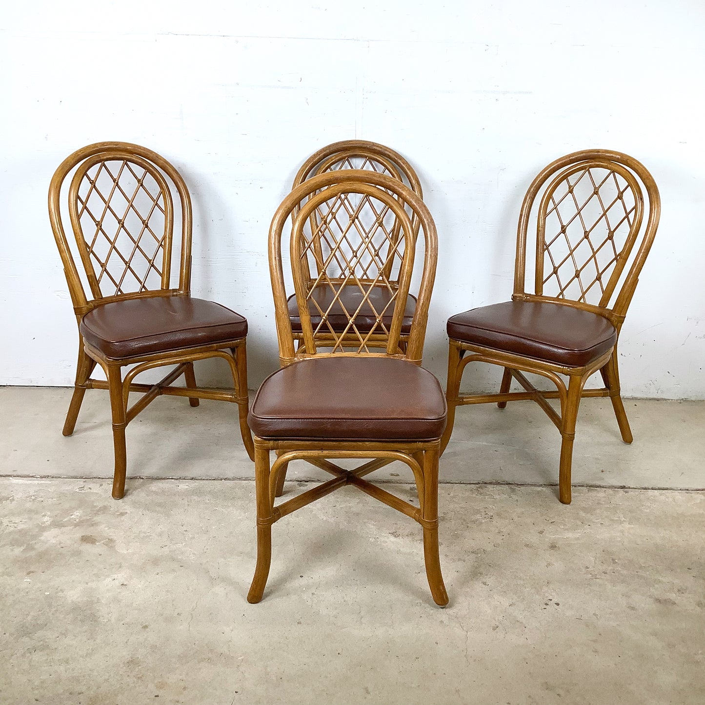 Set of Four Vintage Rattan Dining Chairs