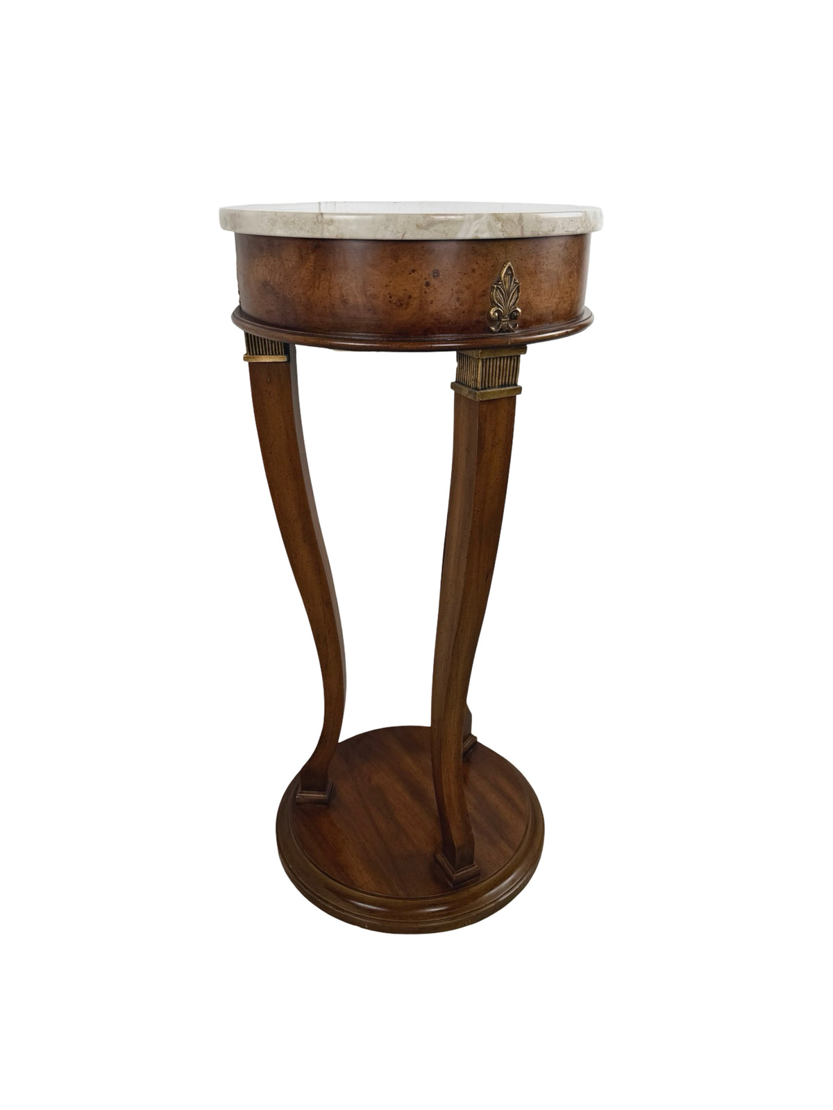 Vintage Neoclassical Italian Marble-Top Pedestal Side Table