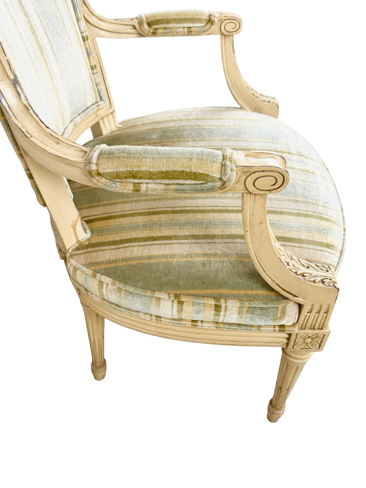 Vintage Neoclassical X-Back Side Chair with Striped Upholstered Seat