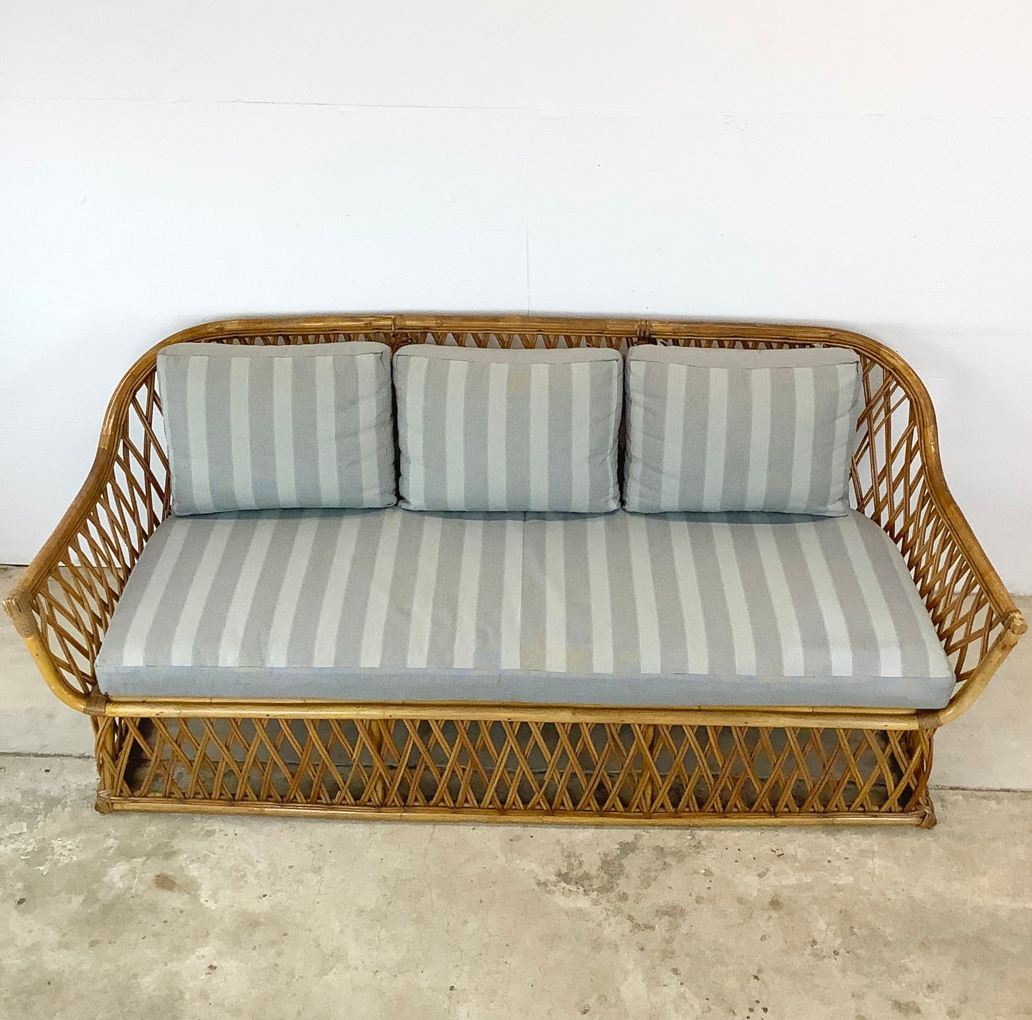 Vintage Boho Coastal Split Reed Sofa