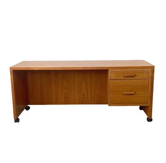 Mid-Century Danish Modern Teak Single Pedestal Writing Desk