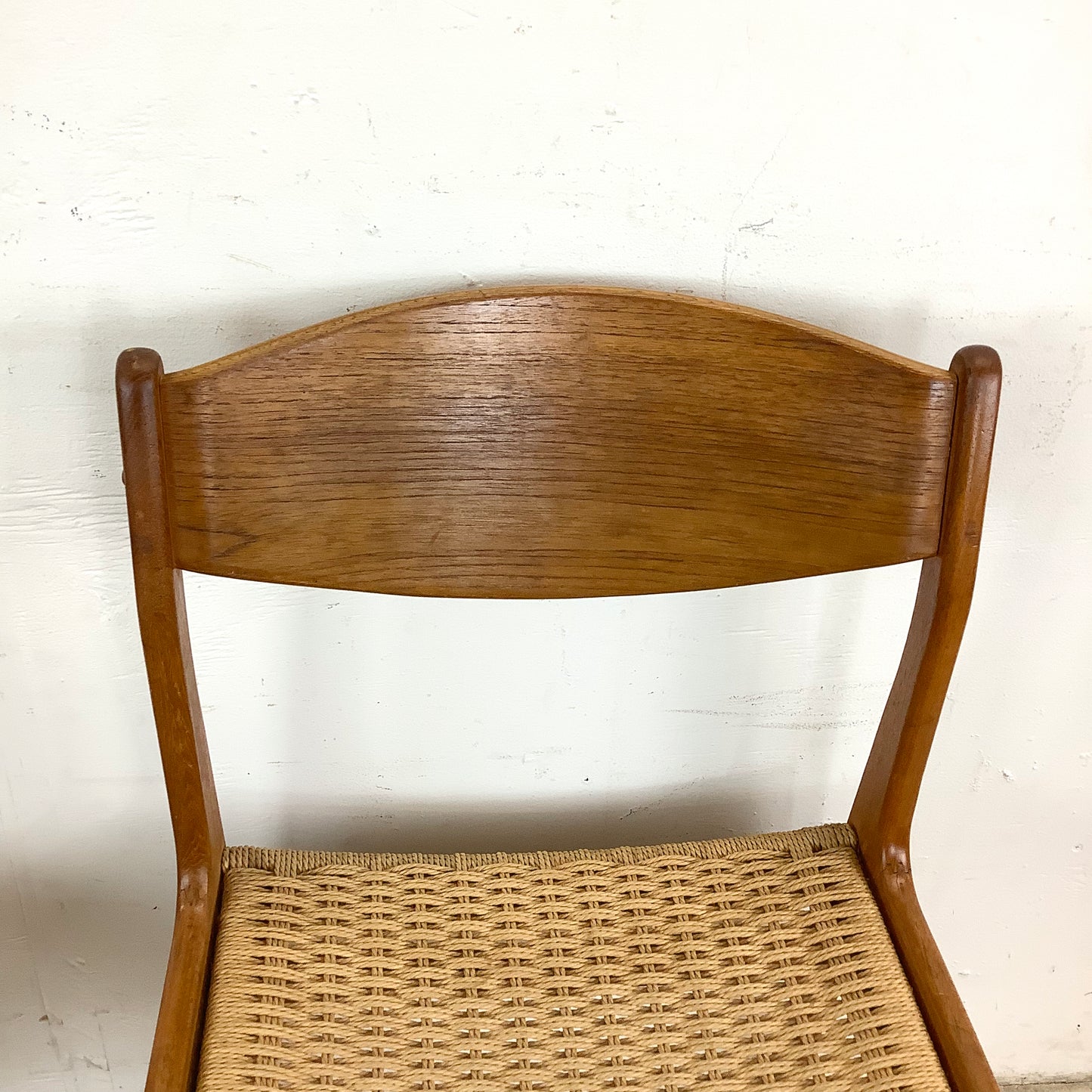 Vintage Teak DIning Chairs with Rope Seats- pair