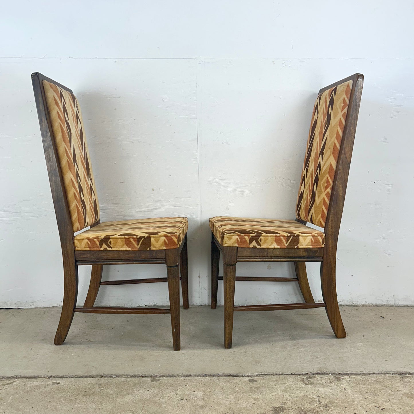 Vintage Modern High Back Dining Chairs- Set of Six