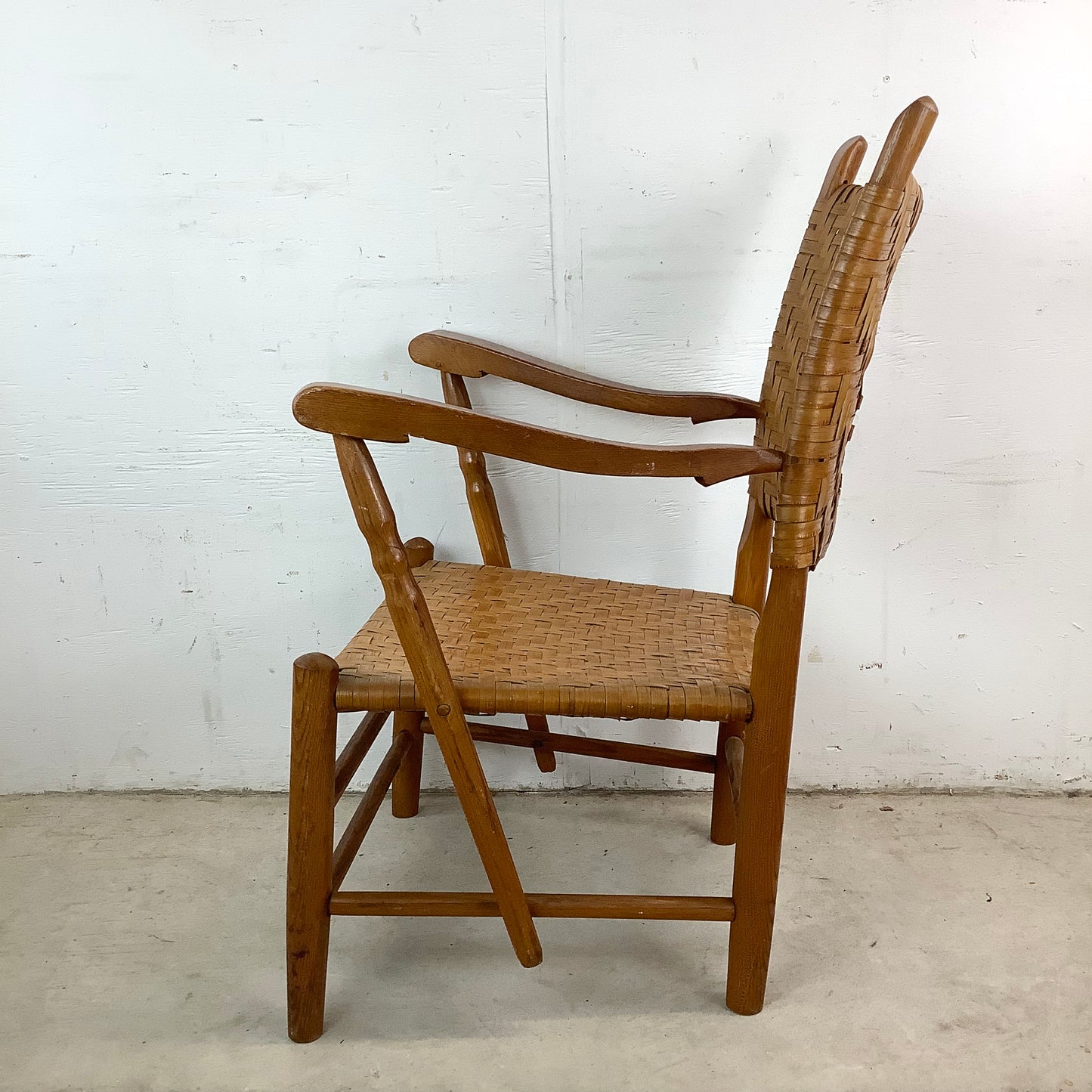 Rustic Vintage Rattan Back Armchair
