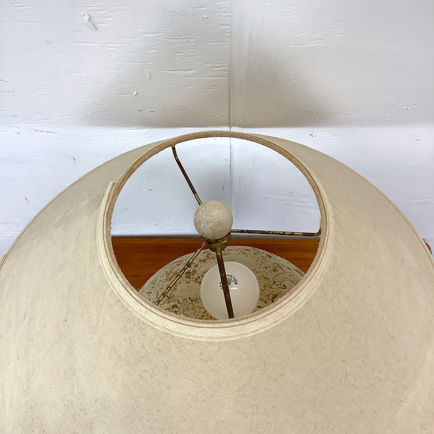 Coastal Modern Orb Lamp in Natural Coral Stone With Shade