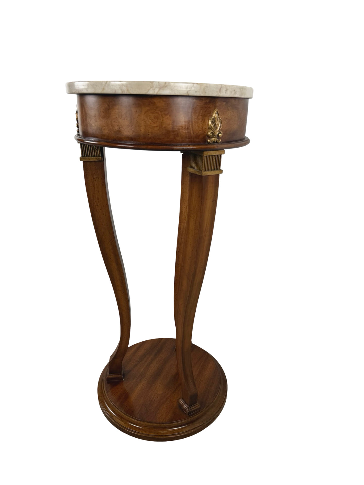 Vintage Neoclassical Italian Marble-Top Pedestal Side Table