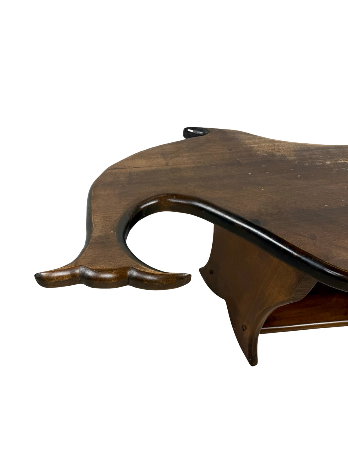 Vintage Folk Art Wooden Whale Shaped Coffee Table
