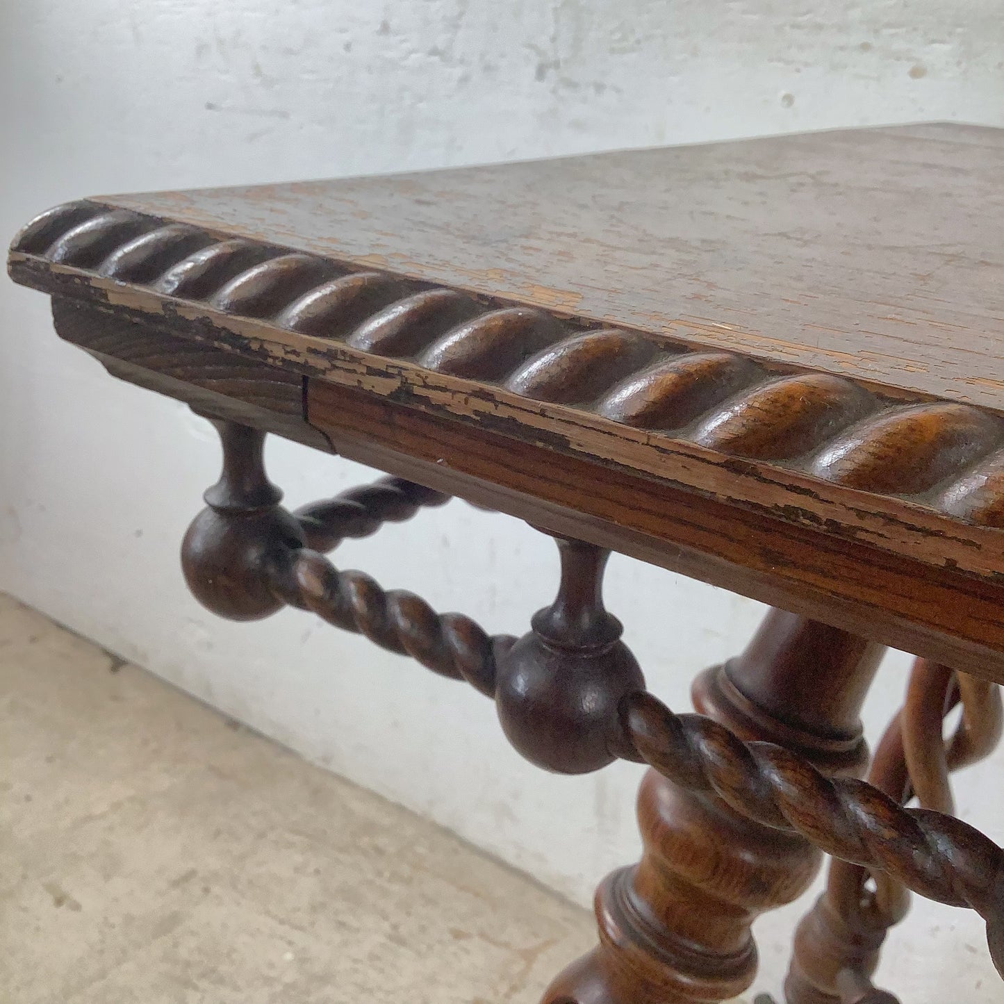 Antique Wood Table with Ball and Claw Feet