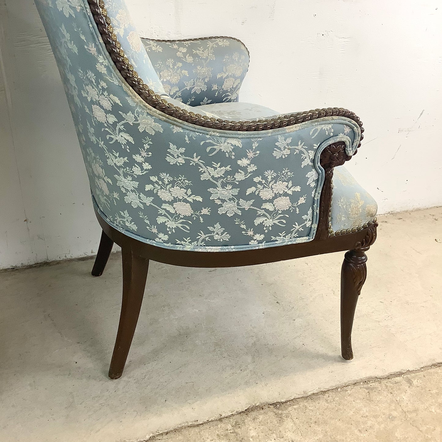 Pair Antique Pale Blue Armchairs, Louis XVI