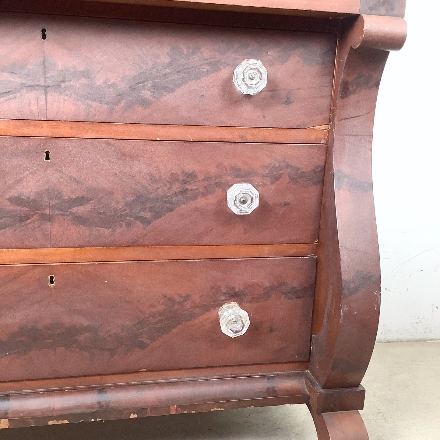 19th Century American Empire Flame Mahogany Four-Drawer Chest