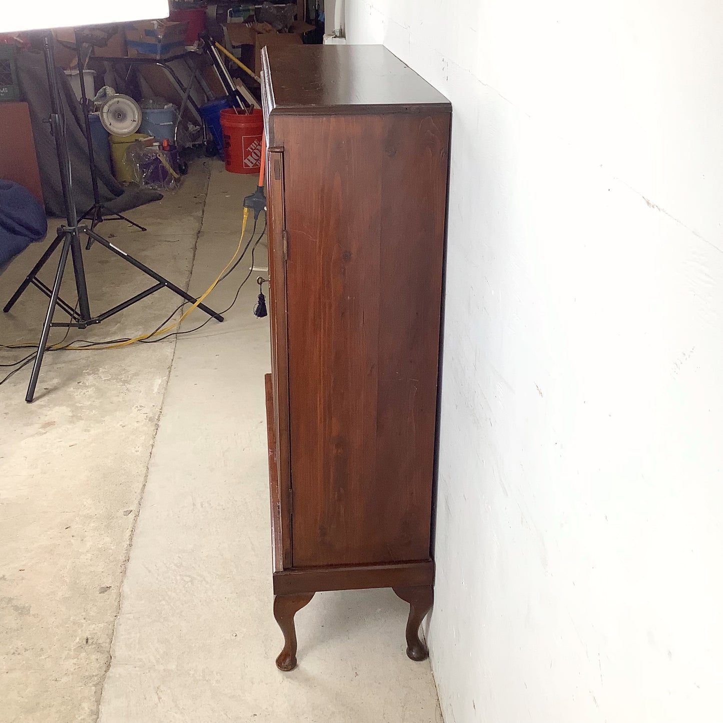 Classic Glass-Front Bookcase with Paneled Doors and Sculpted Legs