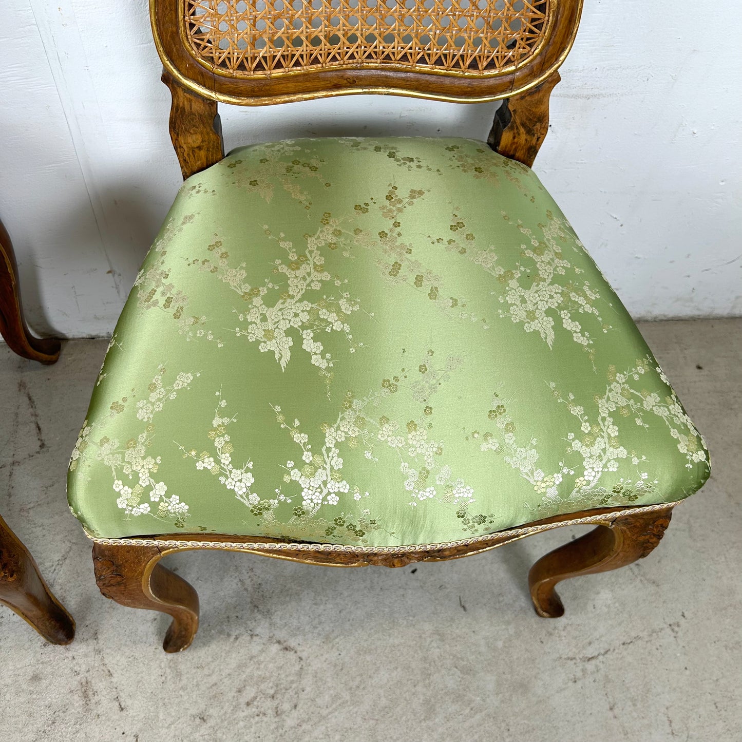 Pair Louis XV Style Side Chairs with Cane Backs