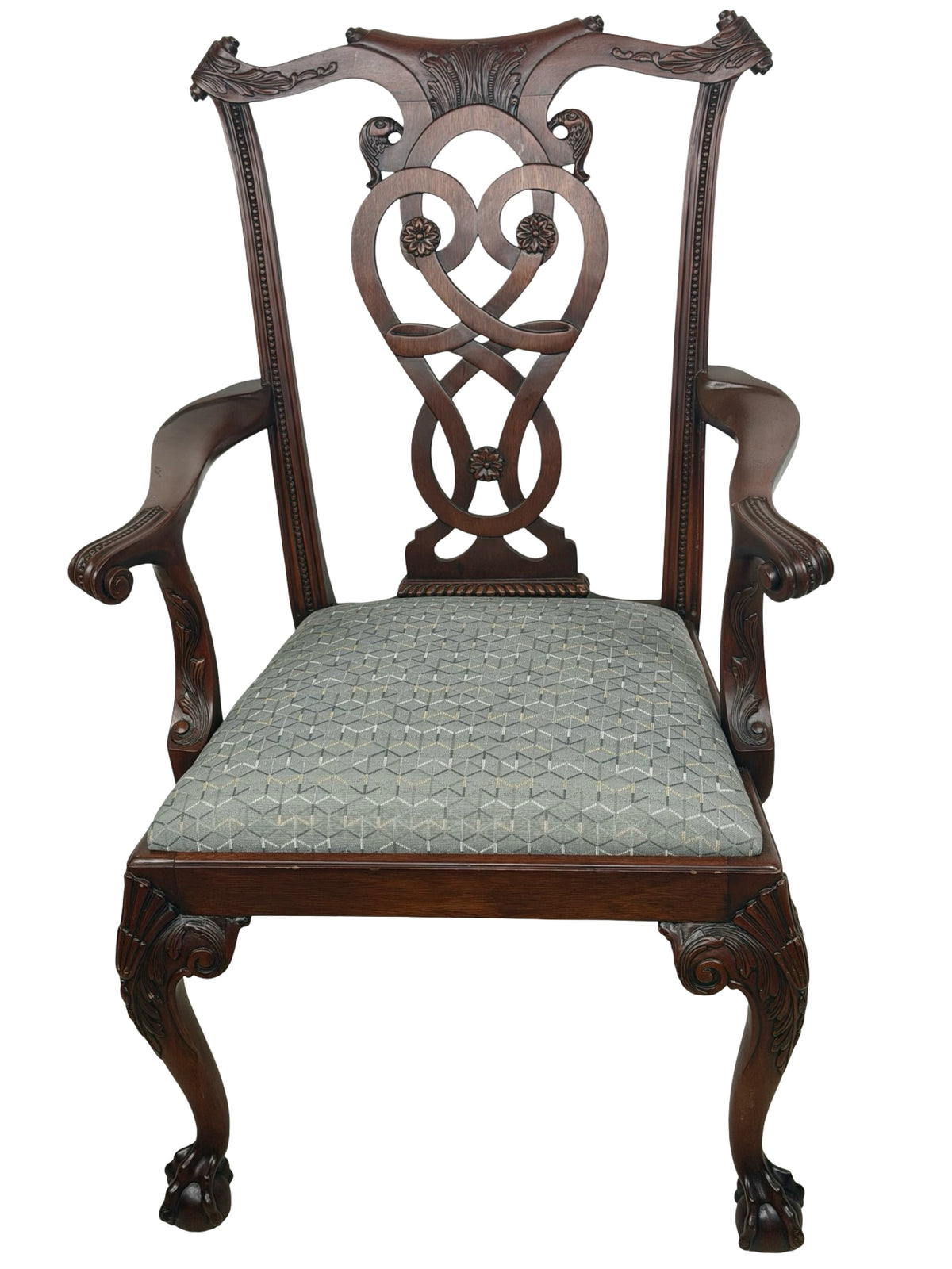 Vintage Maitland-Smith Chippendale Carved Armchair with Ball-and-Claw Feet