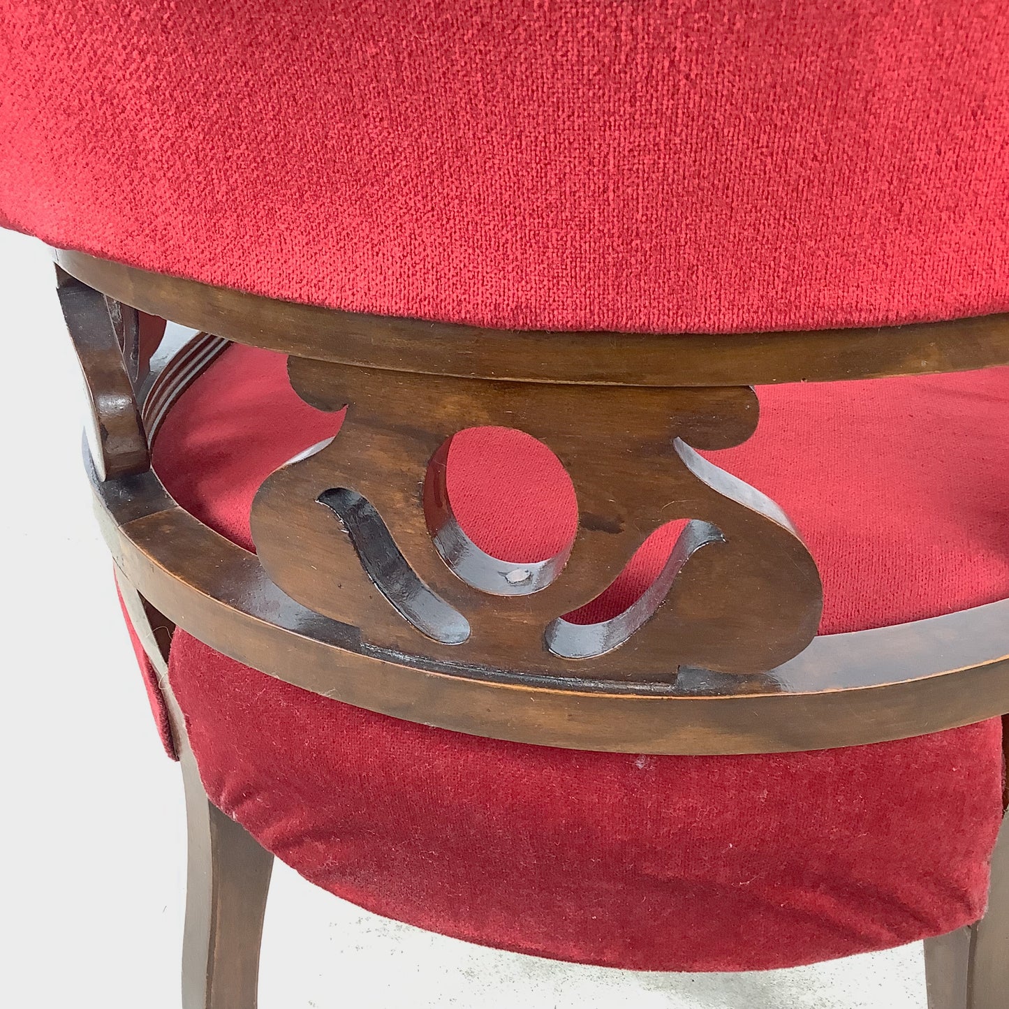 Empire Revival Upholstered Armchair in Red Velvet