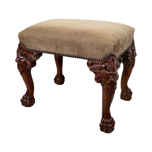 Gothic Revival Carved Grotesque Footstool