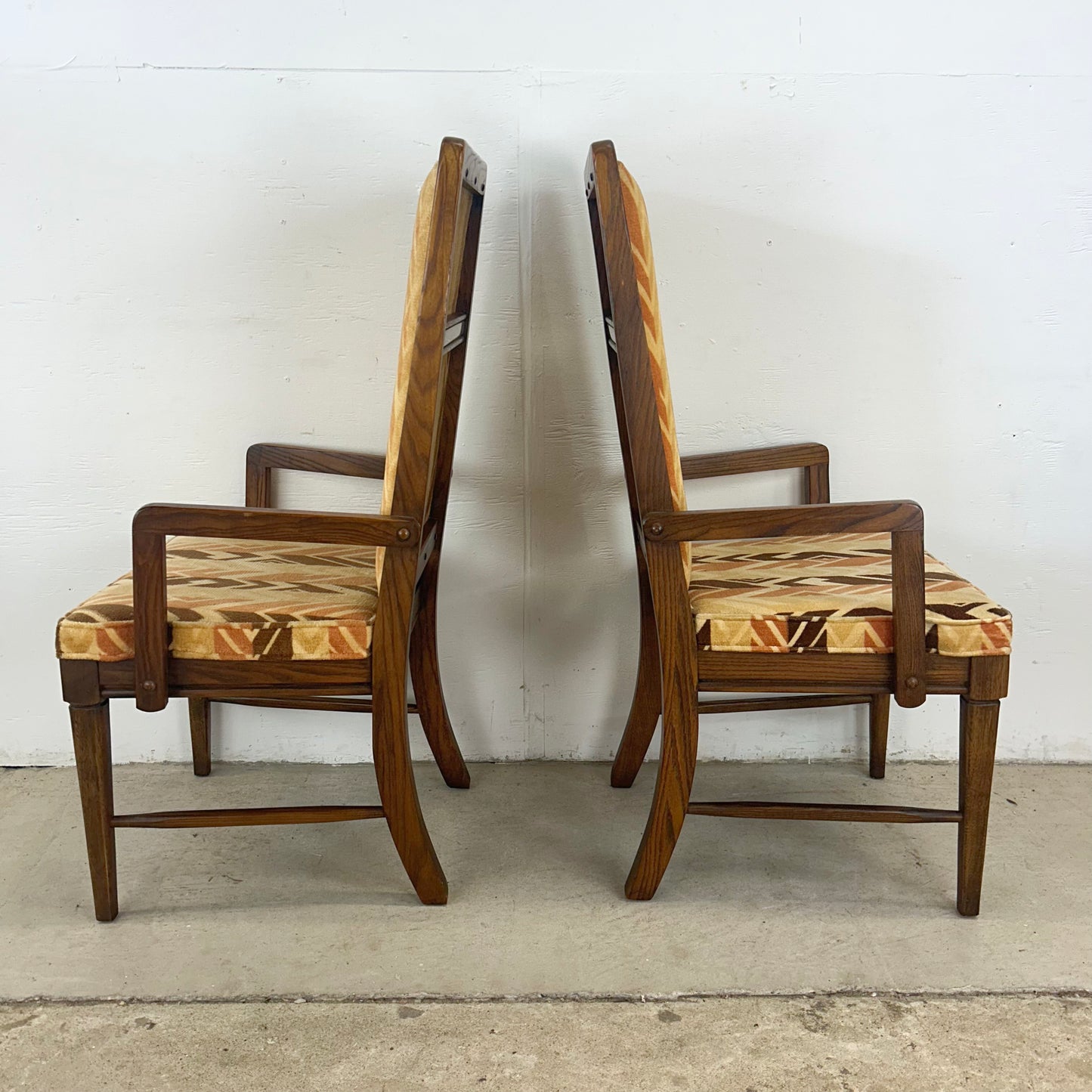 Vintage Modern High Back Dining Chairs- Set of Six