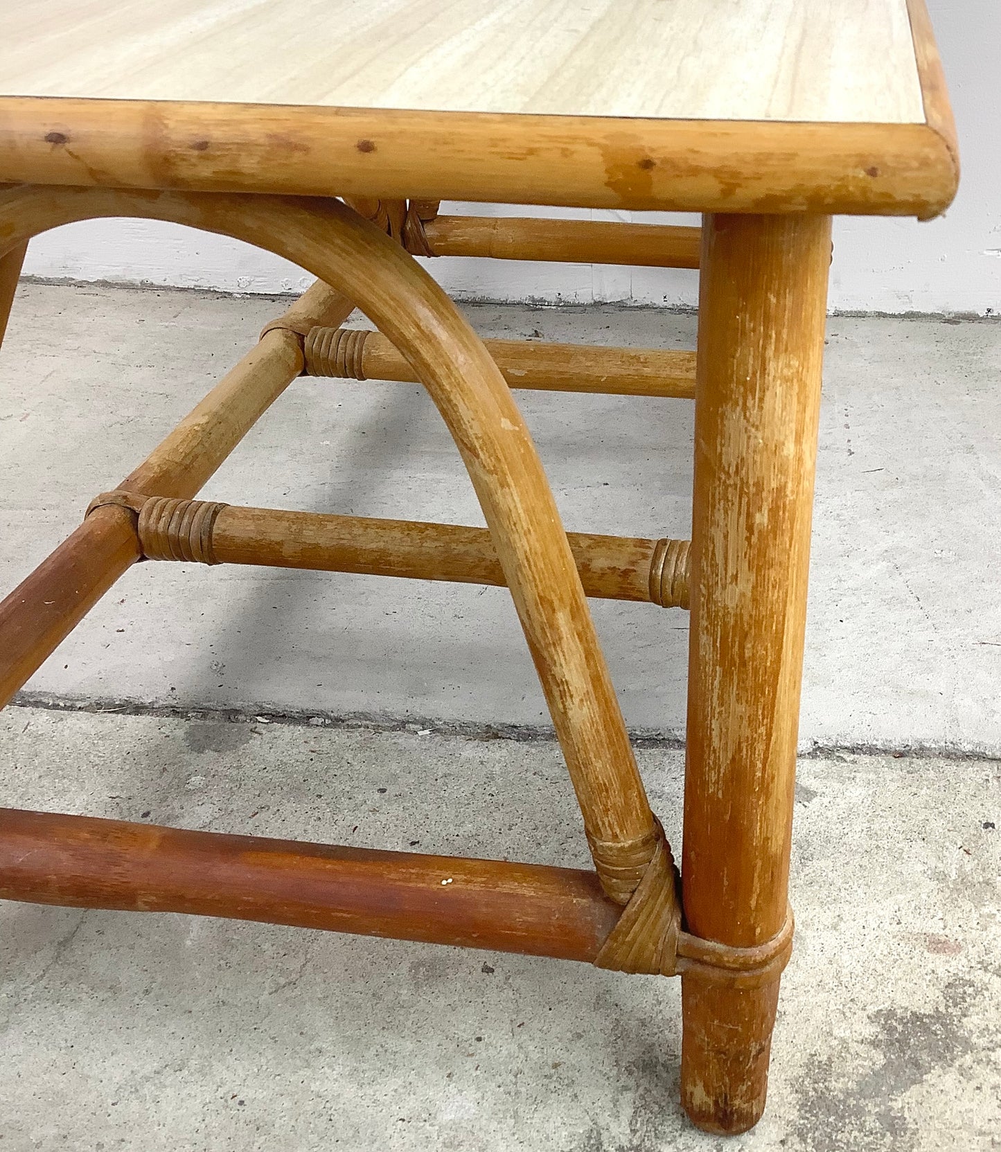 Vintage Coastal Rattan Coffee Table