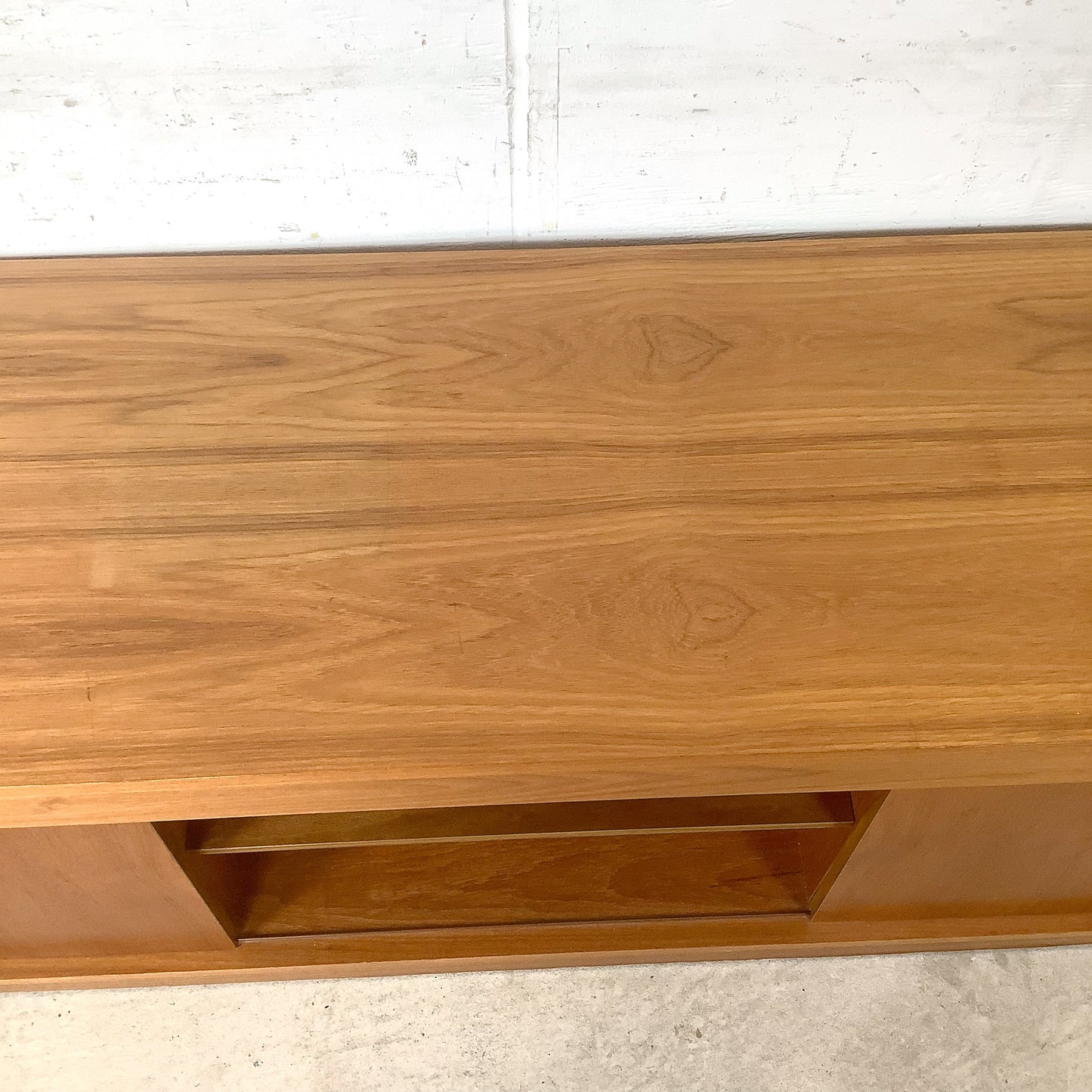 Vintage Scandinavian Modern Teak Credenza & Media Cabinet with Sliding Doors