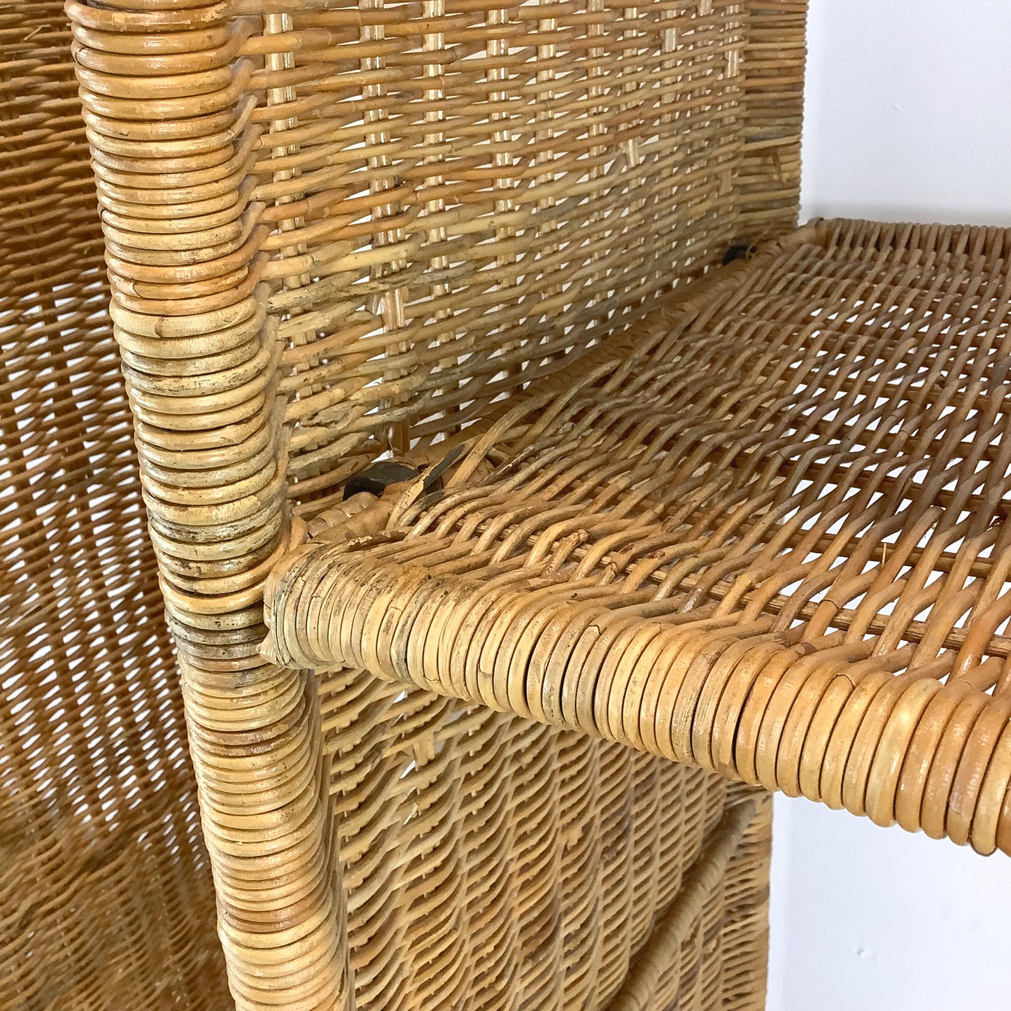 Pair Vintage Rattan Arched Bookcases