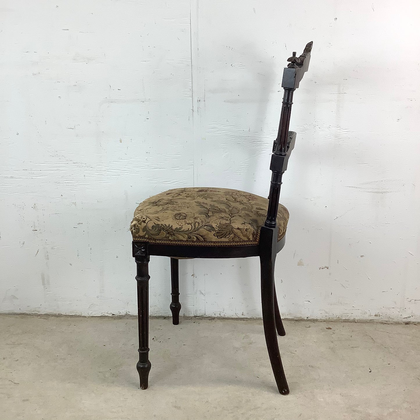 Graceful Napoleon III Style Side Chair with Floral Upholstery