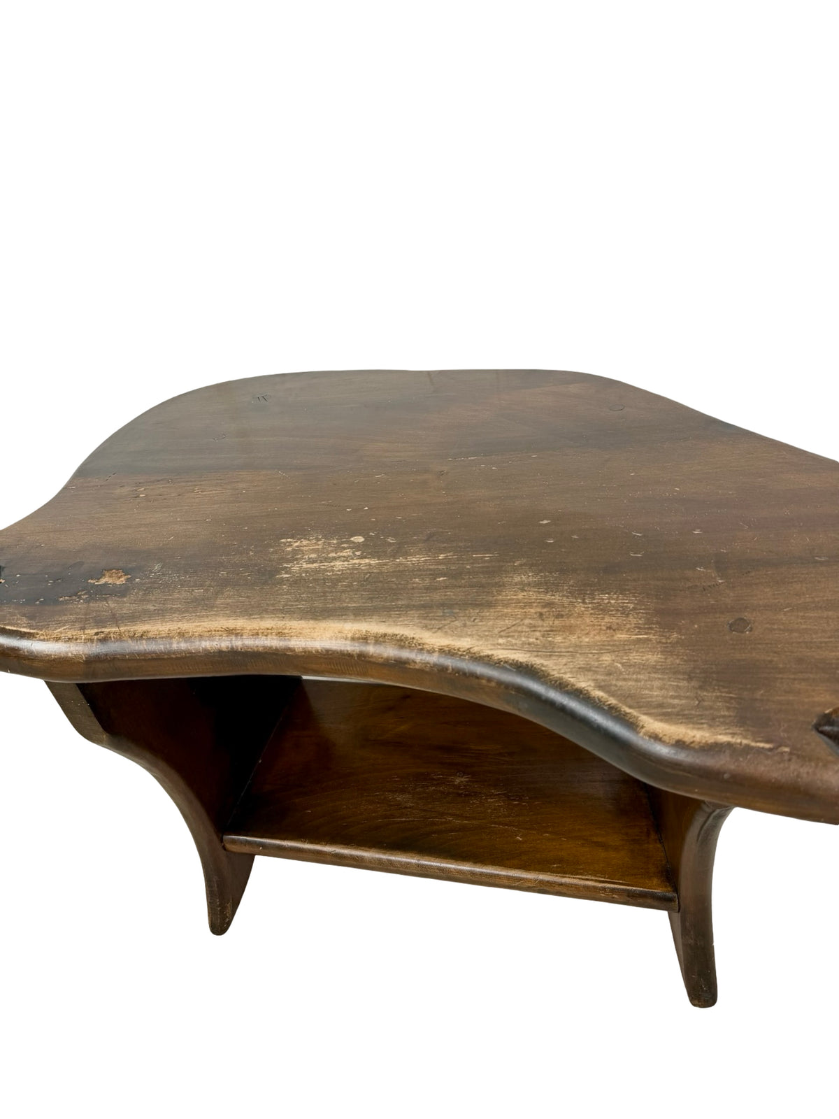 Vintage Folk Art Wooden Whale Shaped Coffee Table