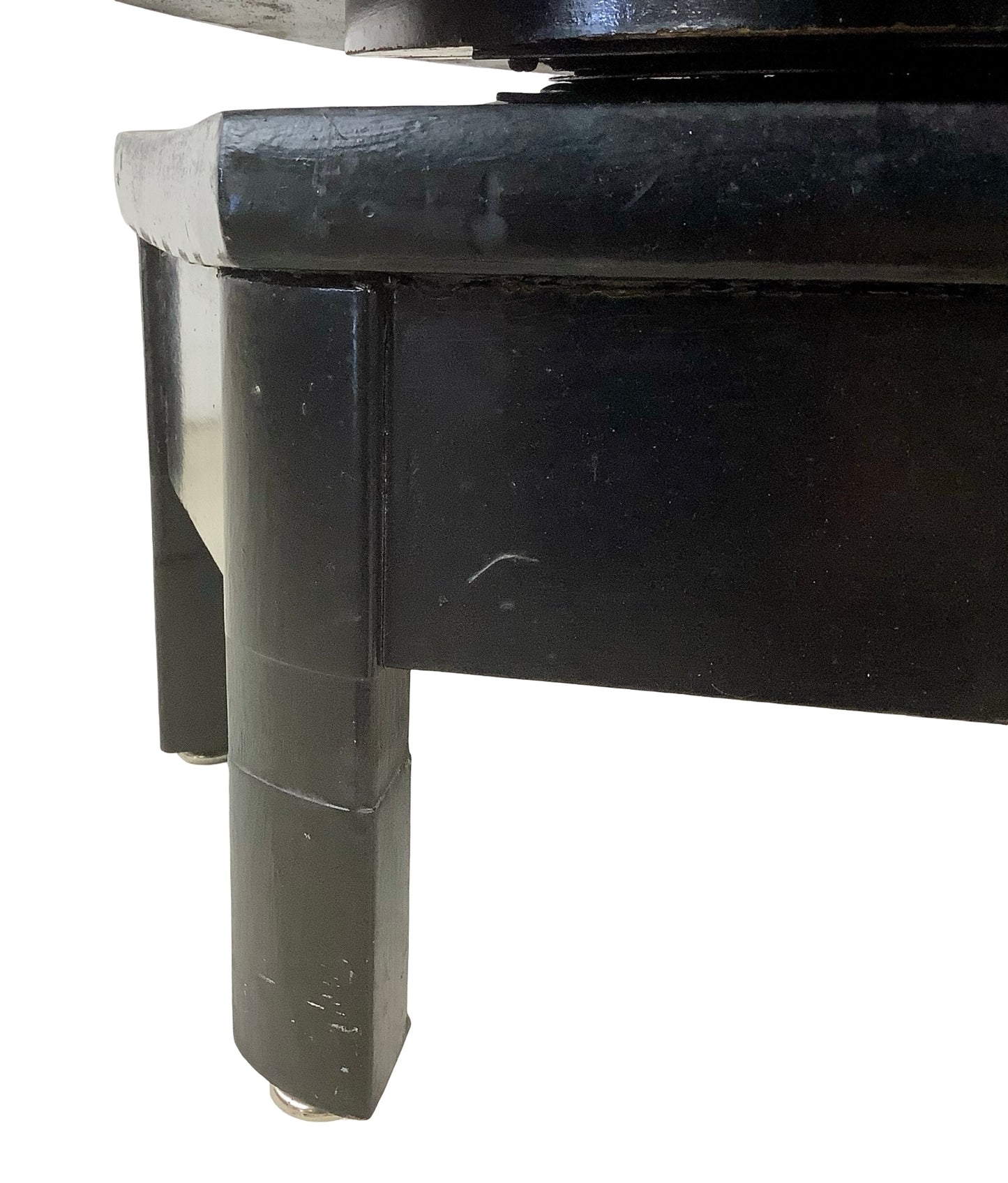 Vintage Black Lacquer Cane Swivel Chair