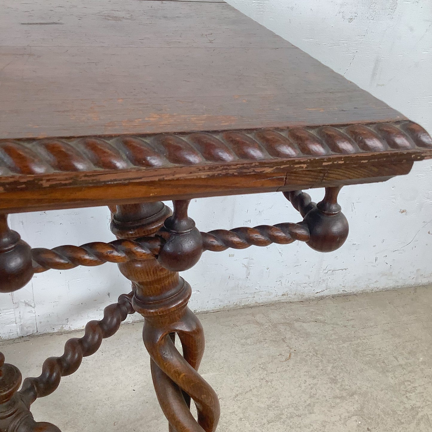 Antique Wood Table with Ball and Claw Feet
