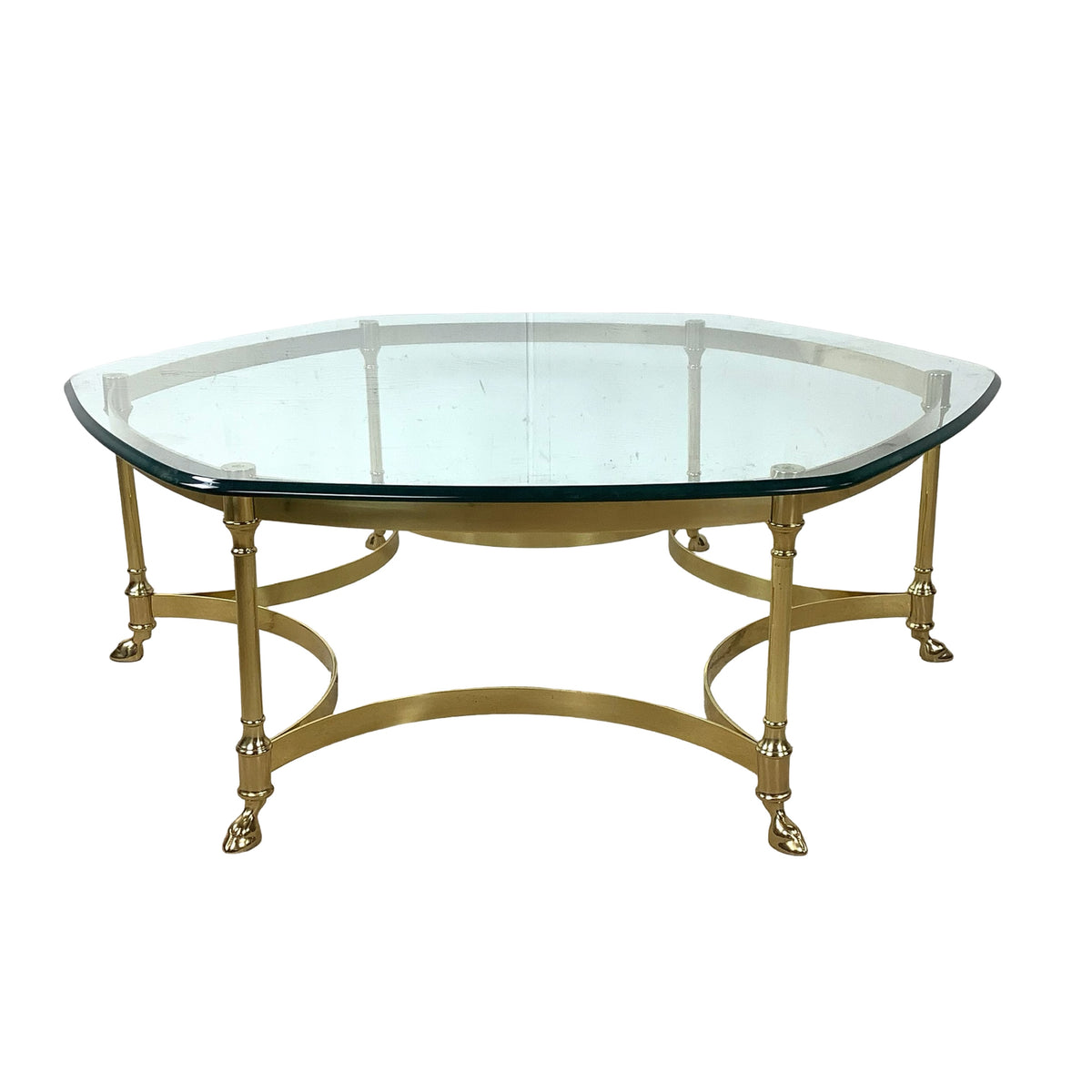 Sculptural Hollywood Regency Brass &amp; Glass Coffee Table