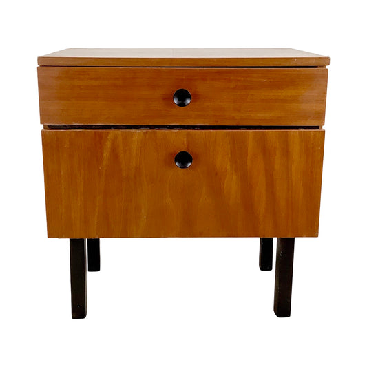 Mid-Century Nightstand With Drawer and Cabinet– Minimalist Form, Warm Finish