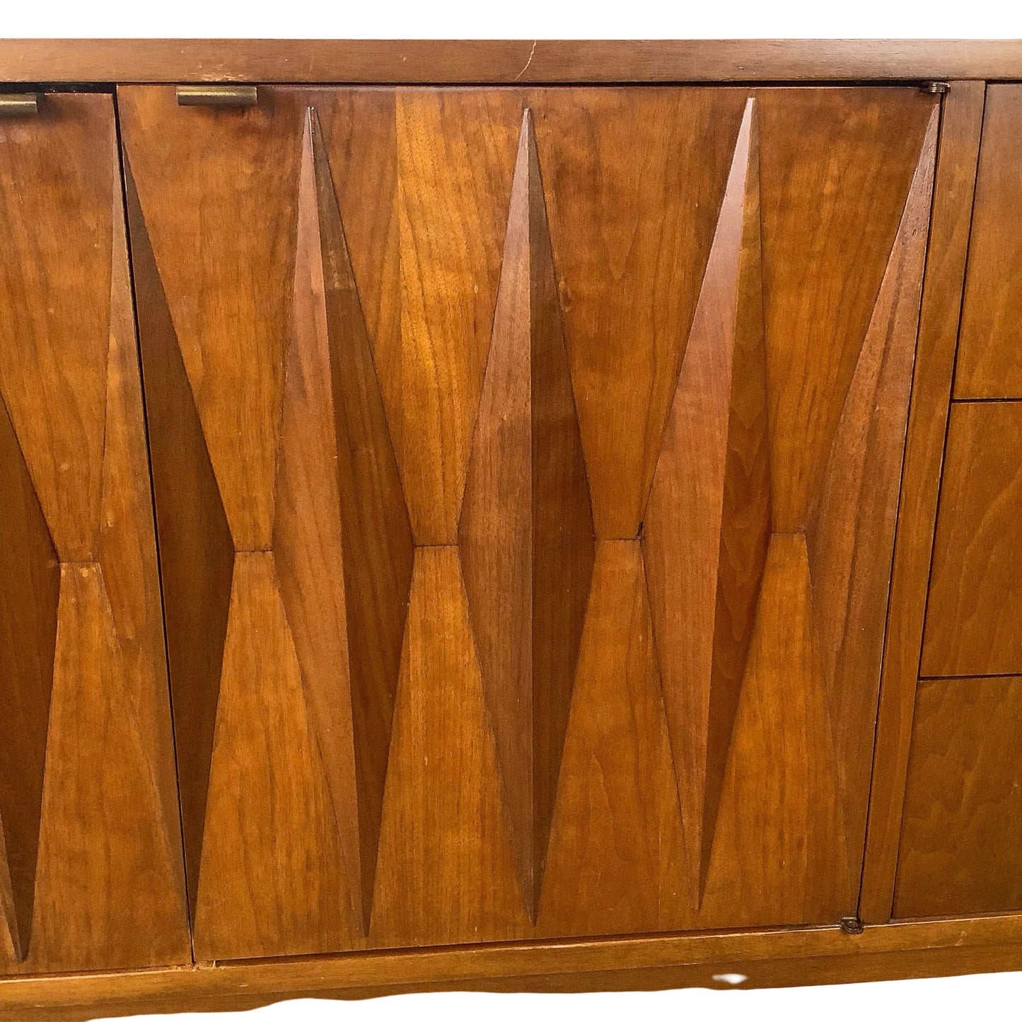 Merton Gershun for American of Martinsville "Harlequin" Walnut Mid-Century Modern Triple Dresser