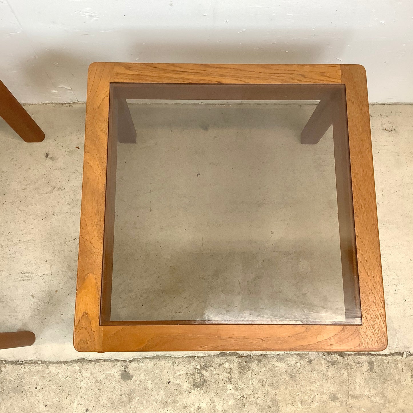 Danish Modern Teak End Tables With Smoked Glass- Pair