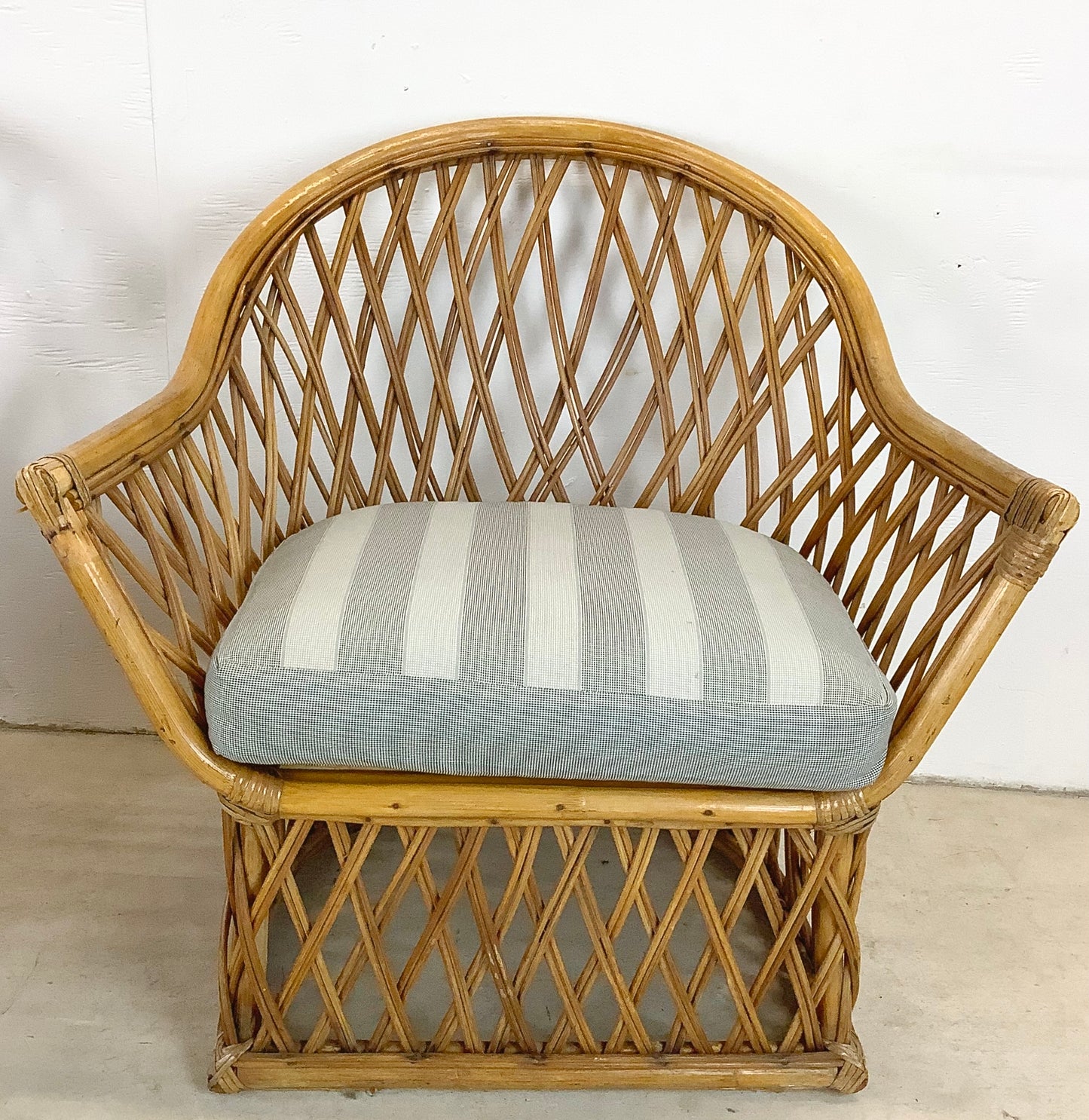 Vintage Split Reed Coastal Accent Chairs