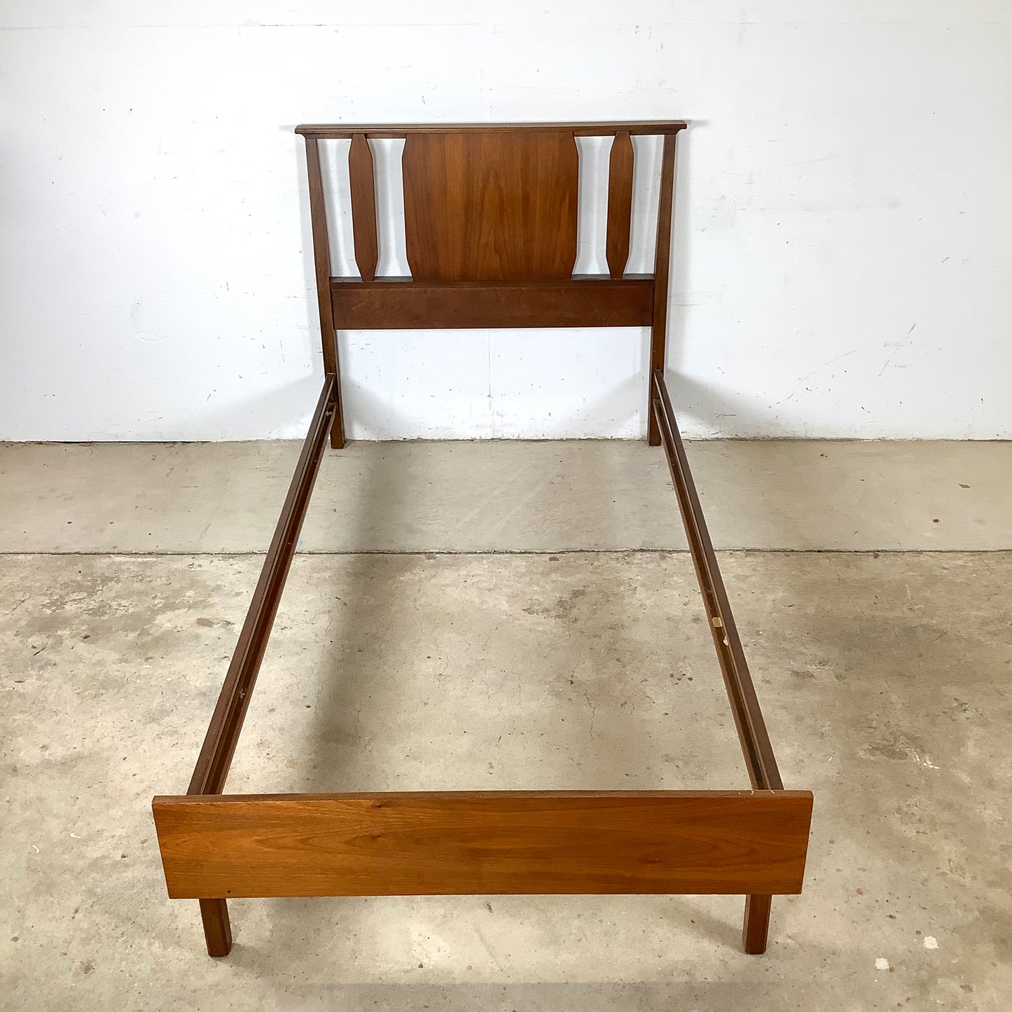 Mid-Century Walnut Twin Bed Frame – Vintage Modern Design