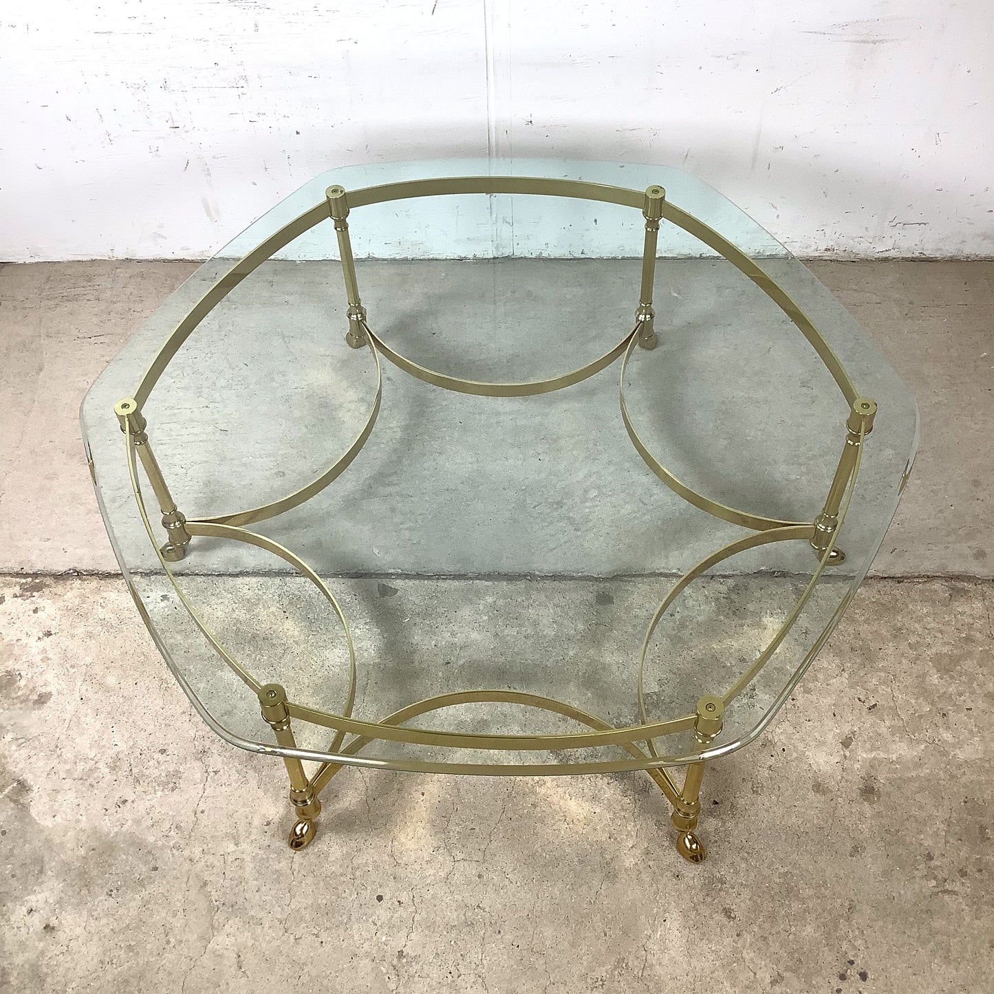 Sculptural Hollywood Regency Brass &amp; Glass Coffee Table