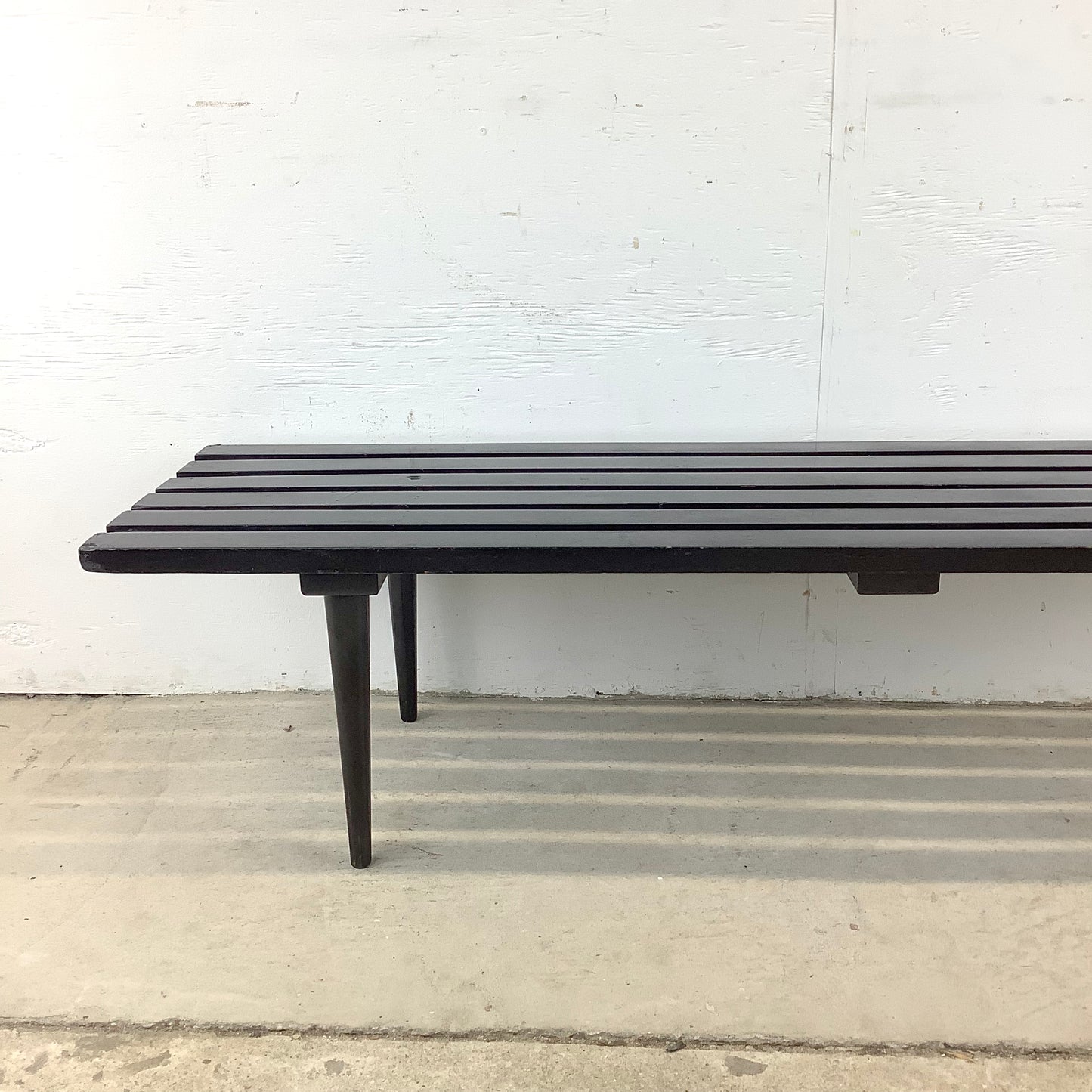 Vintage Modern Black Slat Coffee Table or Bench