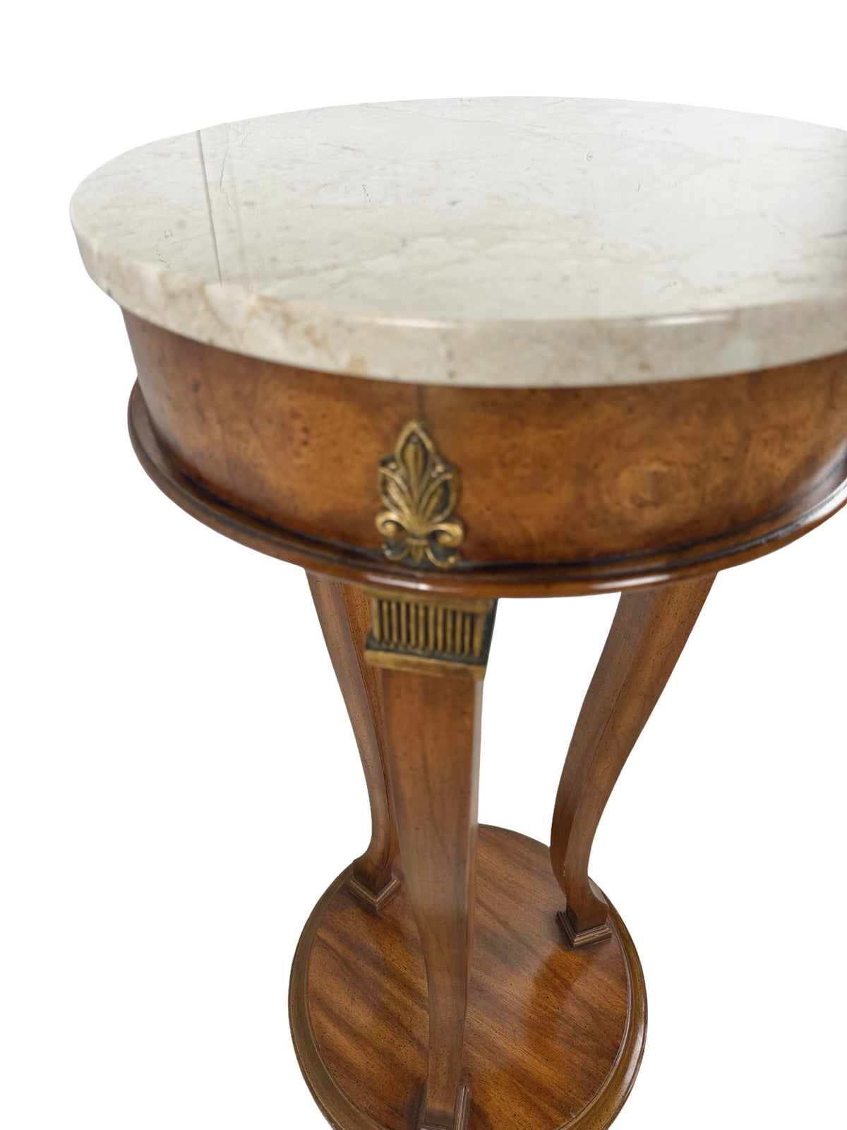Vintage Neoclassical Italian Marble-Top Pedestal Side Table