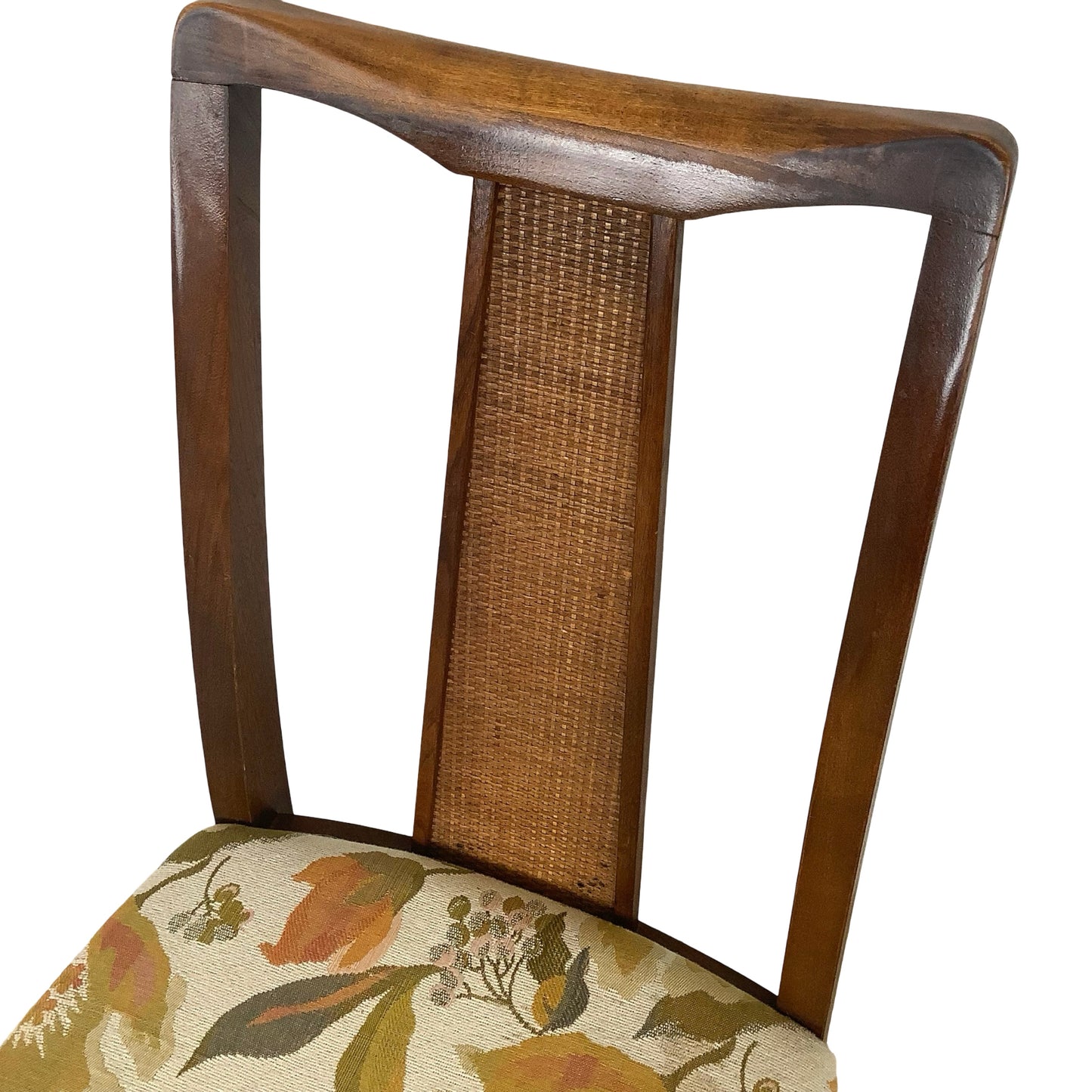 Vintage Mid-Century Modern Walnut & Cane Dining Chairs - Set of 6