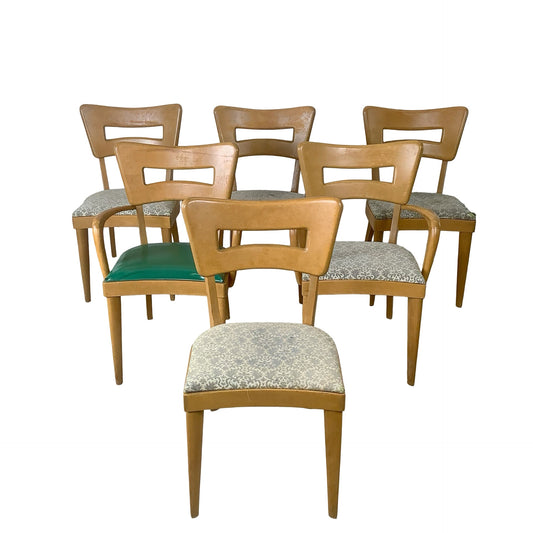 Heywood-Wakefield M 154 "Dog Bone" Dining Chairs — A Set of Six