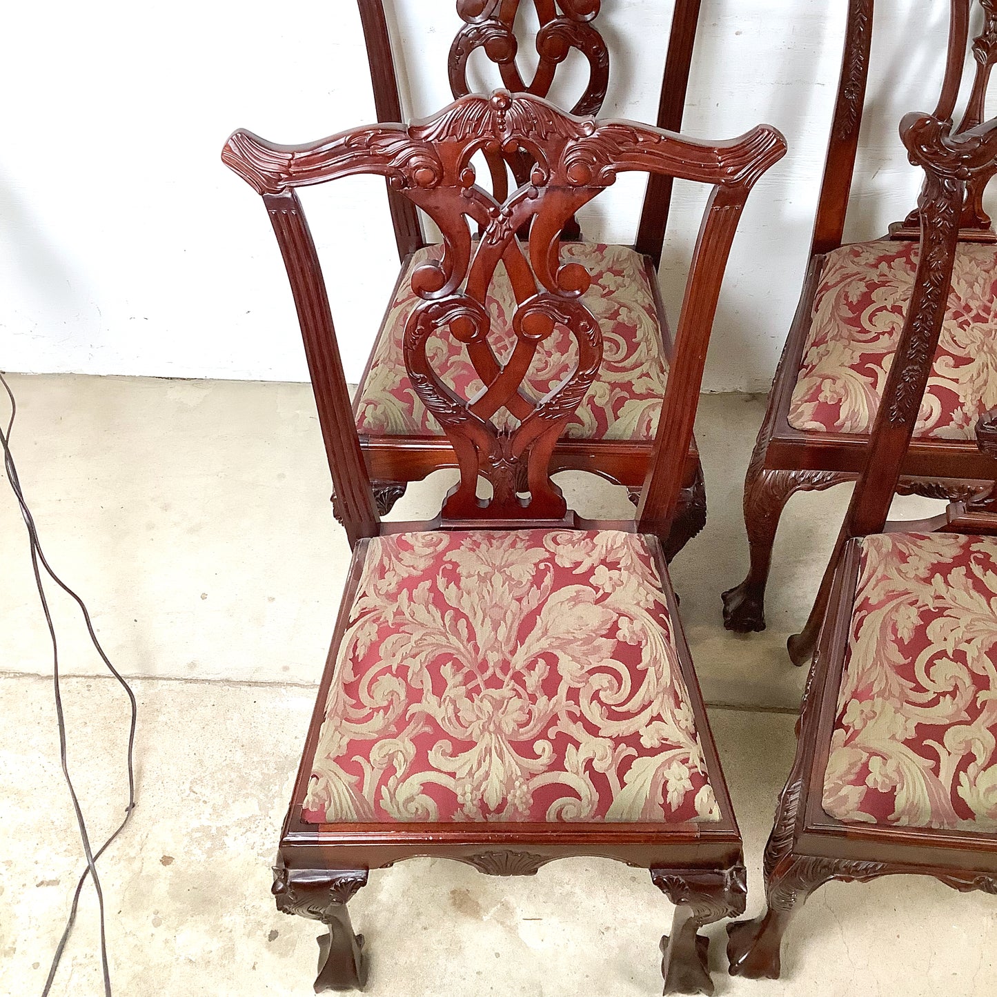 Set of Six Chippendale Style Mahogany Dining Chairs | Carved Splat Backs | Ball-and-Claw Feet