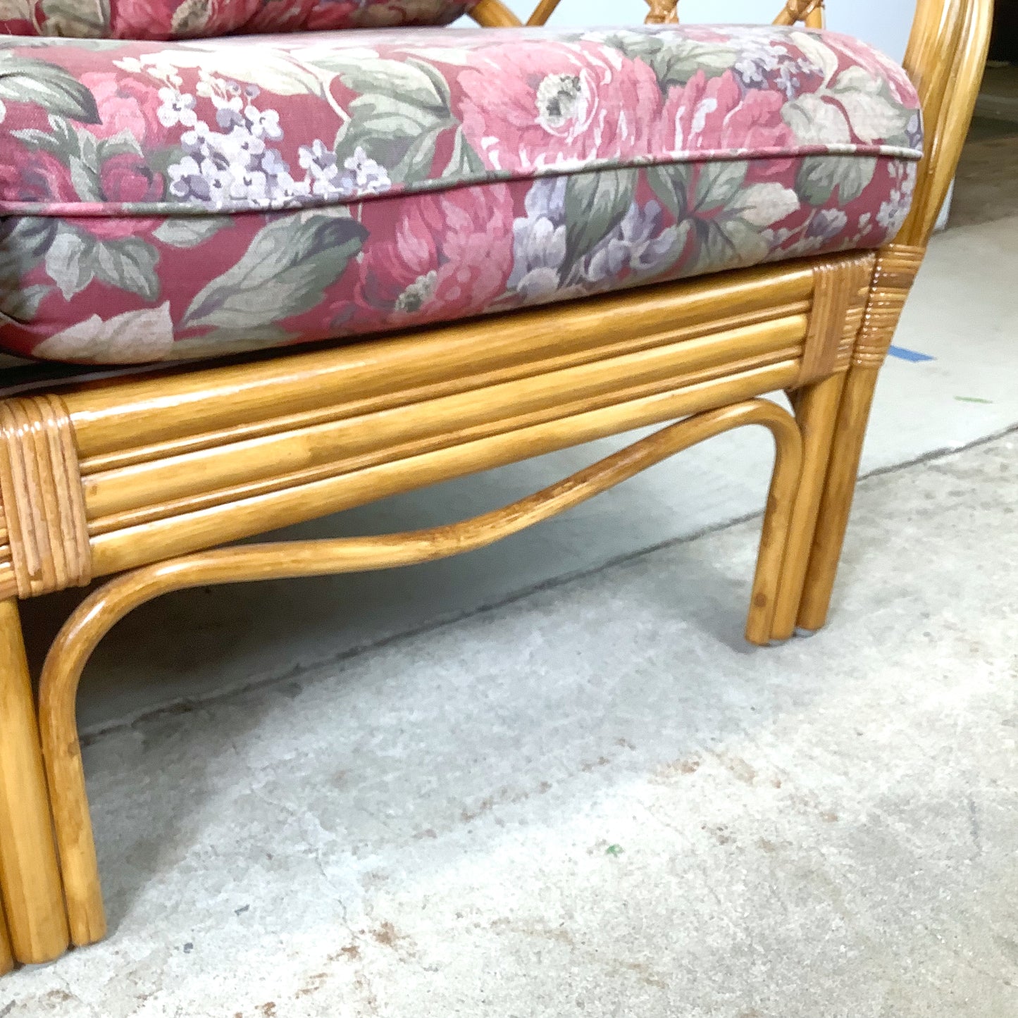 Vintage Architectural Boho Modern Rattan Sofa